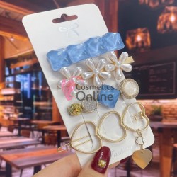 Clema pentru par metalica AGF013JJ - Auriu cu Perle si Strasuri, Set 4 bucati